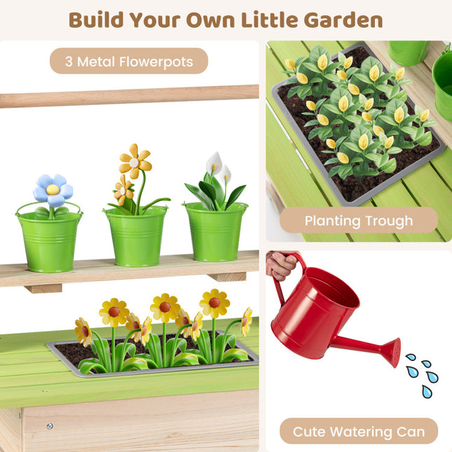 Kids Mud Kitchen with Removable Pots | Watering Can Planting Trough and Storage Box