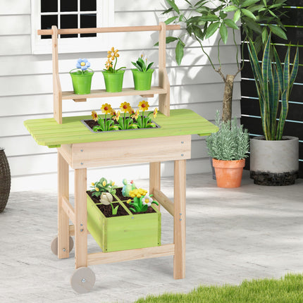 Kids Mud Kitchen with Removable Pots | Watering Can Planting Trough and Storage Box