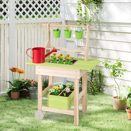Kids Mud Kitchen with Removable Pots | Watering Can Planting Trough and Storage Box