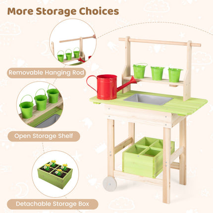 Kids Mud Kitchen with Removable Pots | Watering Can Planting Trough and Storage Box