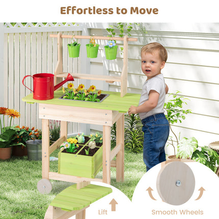 Kids Mud Kitchen with Removable Pots | Watering Can Planting Trough and Storage Box