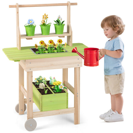 Kids Mud Kitchen with Removable Pots | Watering Can Planting Trough and Storage Box