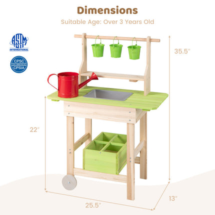 Kids Mud Kitchen with Removable Pots | Watering Can Planting Trough and Storage Box