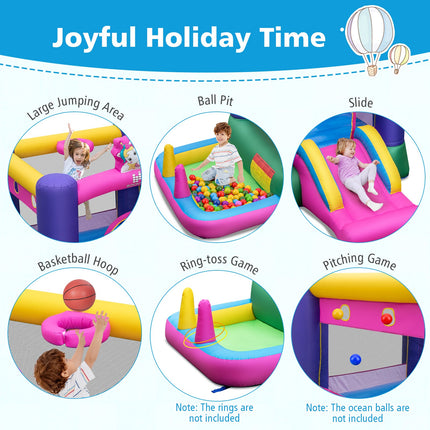 BOUNTECH Inflatable Bounce House with Ball Pit, 480w Blower, Mini Bounce House for Boys Girls Backyard Birthday Party Gifts