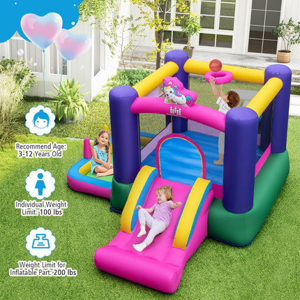 BOUNTECH Inflatable Bounce House with Ball Pit, 480w Blower, Mini Bounce House for Boys Girls Backyard Birthday Party Gifts