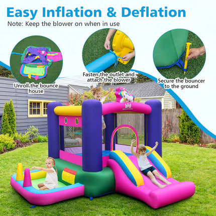BOUNTECH Inflatable Bounce House with Ball Pit, 480w Blower, Mini Bounce House for Boys Girls Backyard Birthday Party Gifts