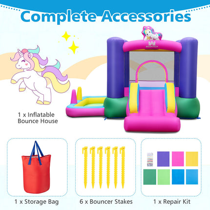 BOUNTECH Inflatable Bounce House with Ball Pit, 480w Blower, Mini Bounce House for Boys Girls Backyard Birthday Party Gifts