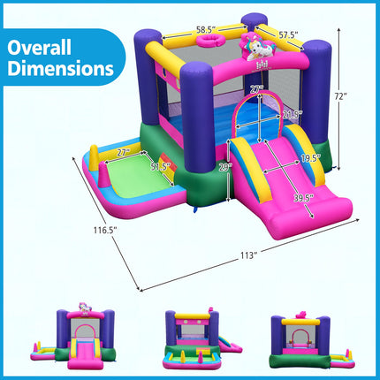 BOUNTECH Inflatable Bounce House with Ball Pit, 480w Blower, Mini Bounce House for Boys Girls Backyard Birthday Party Gifts