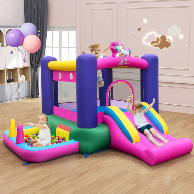 BOUNTECH Inflatable Bounce House with Ball Pit, 480w Blower, Mini Bounce House for Boys Girls Backyard Birthday Party Gifts