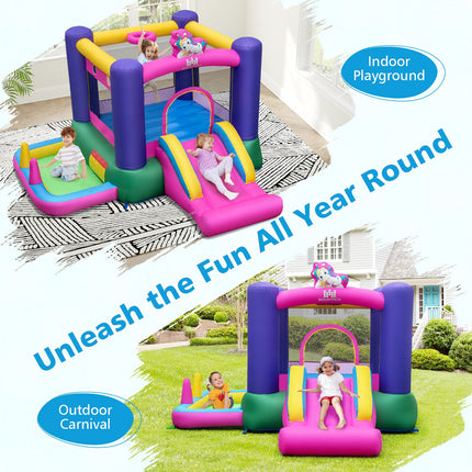 BOUNTECH Inflatable Bounce House with Ball Pit, 480w Blower, Mini Bounce House for Boys Girls Backyard Birthday Party Gifts