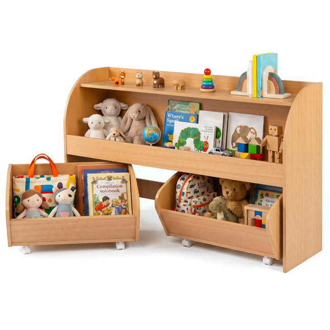 Costzon Kids Toy Shelf with 2 Rolling Drawers | Toddler Toy Storge Organizer