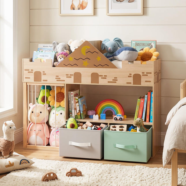 Costzon Toy Storage Organizer with Stuffed Animal Storage | CastleKids Bookshelf w/Open Shelves