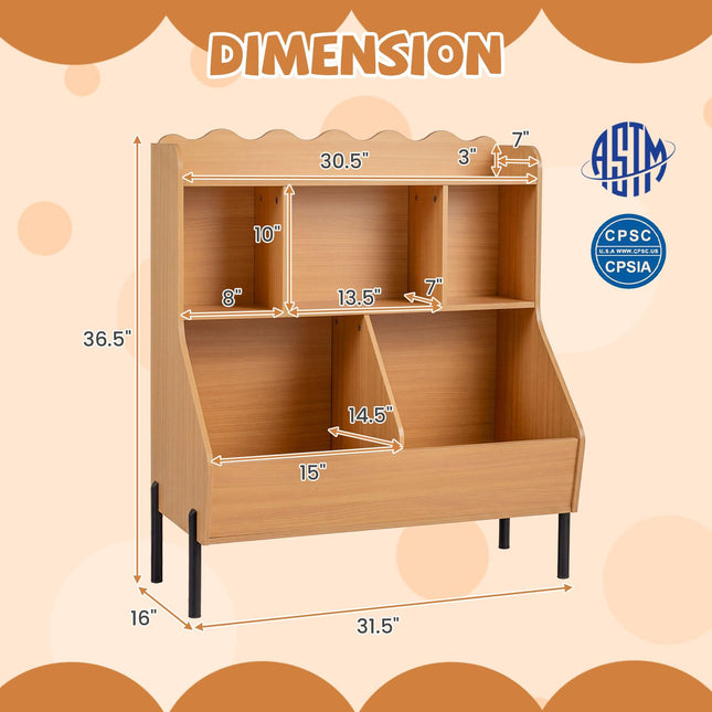 Costzon Kids Bookshelf with Legs | Toddler Toy Storage Cabinet with Cubes