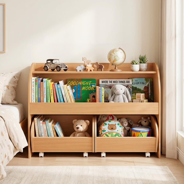 Costzon Kids Toy Shelf with 2 Rolling Drawers | Toddler Toy Storge Organizer