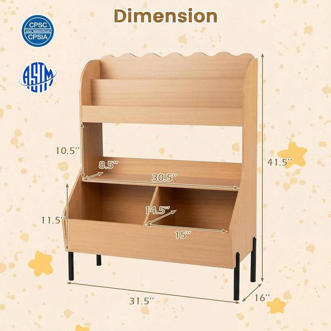 Costzon Montessori Kids Bookshelf | Toy Shelf w/ 2 Storage Bins & Open Shelf