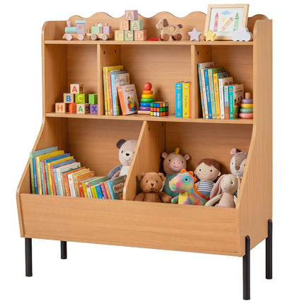 Costzon Kids Bookshelf with Legs | Toddler Toy Storage Cabinet with Cubes
