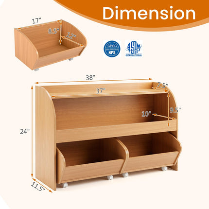 Costzon Kids Toy Shelf with 2 Rolling Drawers | Toddler Toy Storge Organizer