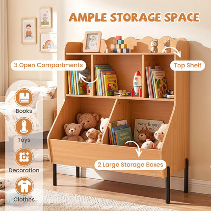 Costzon Kids Bookshelf with Legs | Toddler Toy Storage Cabinet with Cubes