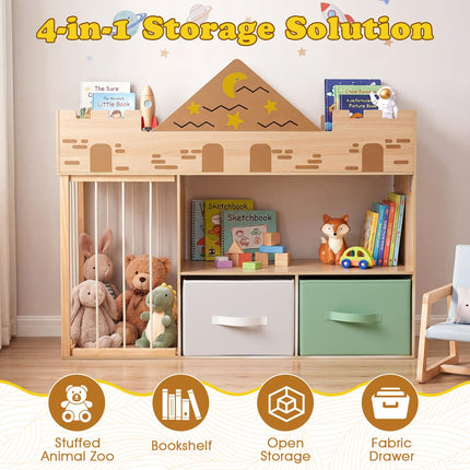 Costzon Toy Storage Organizer with Stuffed Animal Storage | CastleKids Bookshelf w/Open Shelves