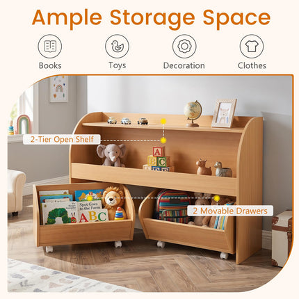 Costzon Kids Toy Shelf with 2 Rolling Drawers | Toddler Toy Storge Organizer