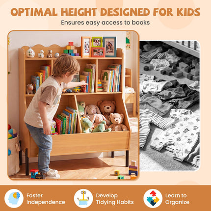 Costzon Kids Bookshelf with Legs | Toddler Toy Storage Cabinet with Cubes