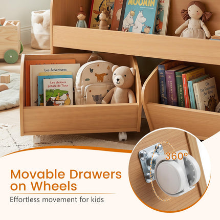 Costzon Kids Toy Shelf with 2 Rolling Drawers | Toddler Toy Storge Organizer