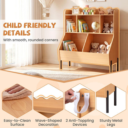 Costzon Kids Bookshelf with Legs | Toddler Toy Storage Cabinet with Cubes