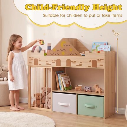 Costzon Toy Storage Organizer with Stuffed Animal Storage | CastleKids Bookshelf w/Open Shelves