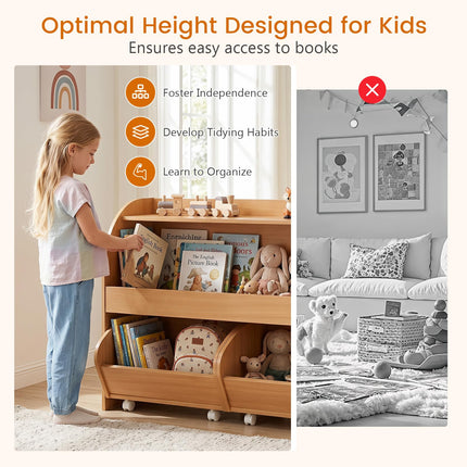 Costzon Kids Toy Shelf with 2 Rolling Drawers | Toddler Toy Storge Organizer