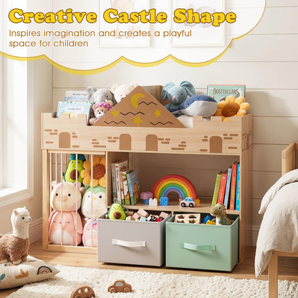 Costzon Toy Storage Organizer with Stuffed Animal Storage | CastleKids Bookshelf w/Open Shelves