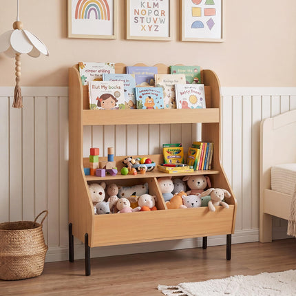 Costzon Montessori Kids Bookshelf | Toy Shelf w/ 2 Storage Bins & Open Shelf