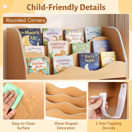 Costzon Wooden Kids Bookshelf with 2 Rolling Drawers | Montessori Toy Shelf