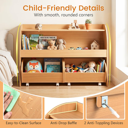 Costzon Kids Toy Shelf with 2 Rolling Drawers | Toddler Toy Storge Organizer