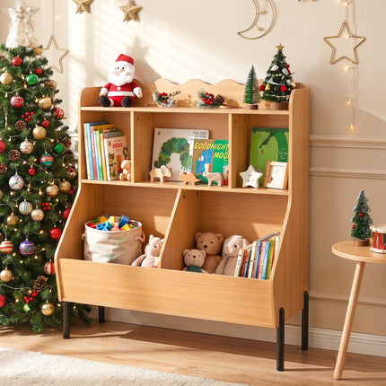 Costzon Kids Bookshelf with Legs | Toddler Toy Storage Cabinet with Cubes