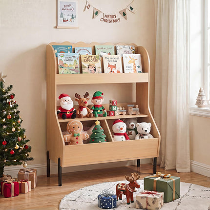 Costzon Montessori Kids Bookshelf | Toy Shelf w/ 2 Storage Bins & Open Shelf