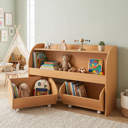 Costzon Kids Toy Shelf with 2 Rolling Drawers | Toddler Toy Storge Organizer