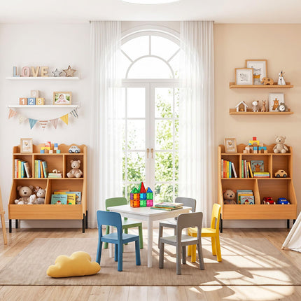Costzon Kids Bookshelf with Legs | Toddler Toy Storage Cabinet with Cubes
