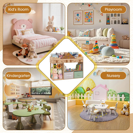 Costzon Toy Storage Organizer with Stuffed Animal Storage | CastleKids Bookshelf w/Open Shelves