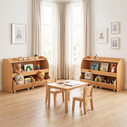 Costzon Kids Toy Shelf with 2 Rolling Drawers | Toddler Toy Storge Organizer