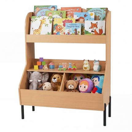 Costzon Montessori Kids Bookshelf | Toy Shelf w/ 2 Storage Bins & Open Shelf