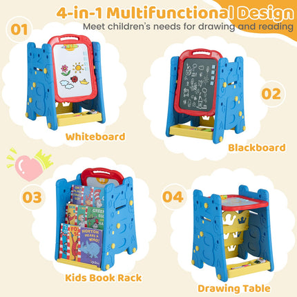 Costzon 4 in 1 Art Easel for Kids w/ Chalkboard & Whiteboard & Art Accessories
