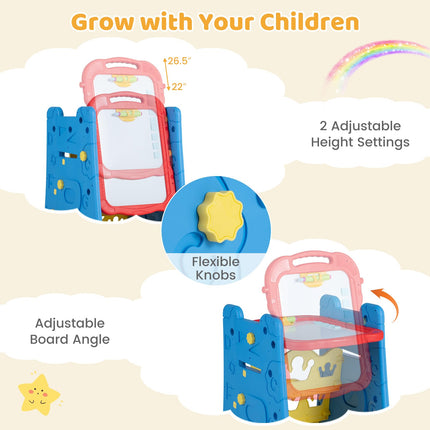 Costzon 4 in 1 Art Easel for Kids w/ Chalkboard & Whiteboard & Art Accessories