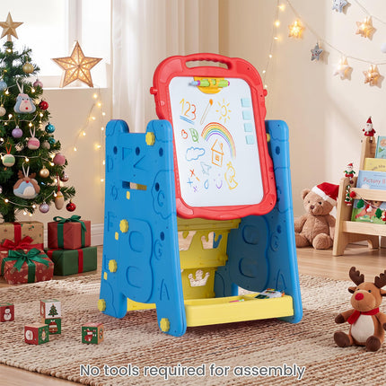 Costzon 4 in 1 Art Easel for Kids w/ Chalkboard & Whiteboard & Art Accessories