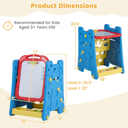 Costzon 4 in 1 Art Easel for Kids w/ Chalkboard & Whiteboard & Art Accessories