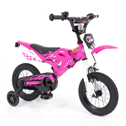 BABY JOY 12 Inches Motocross Style Kids Bike for Boy Girl 3-4 Years Old w/ Training Wheels