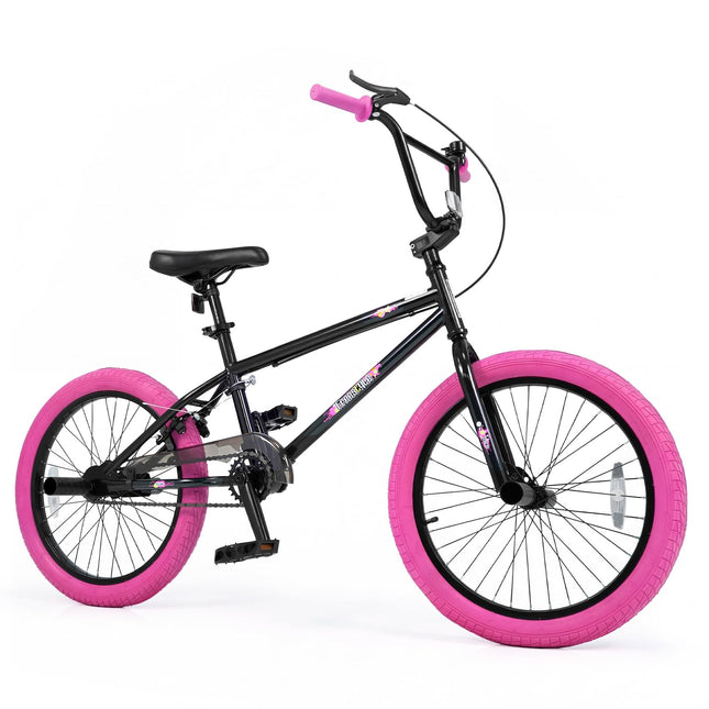 BABY JOY 20" Freestyle BMX Bicycle for Kids Teens & Adults w/ 360° Steering & 4 Pegs