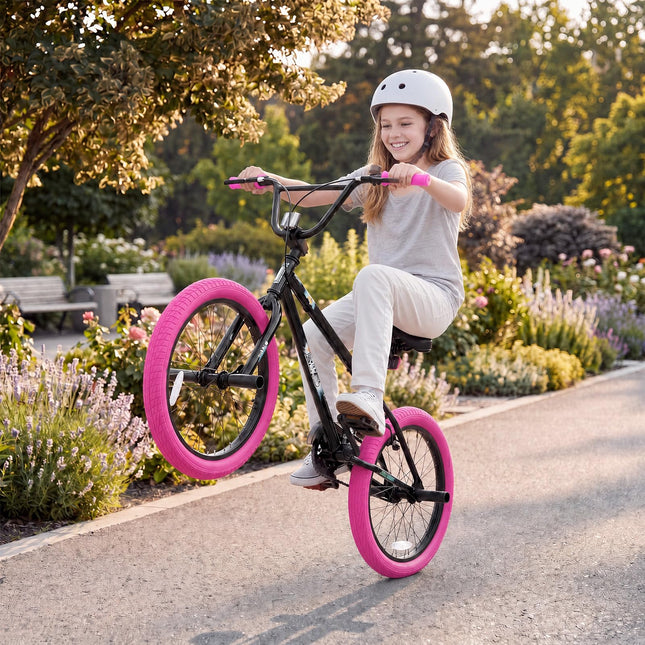 BABY JOY 20" Freestyle BMX Bicycle for Kids Teens & Adults w/ 360° Steering & 4 Pegs