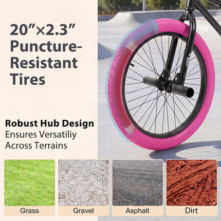 BABY JOY 20" Freestyle BMX Bicycle for Kids Teens & Adults w/ 360° Steering & 4 Pegs