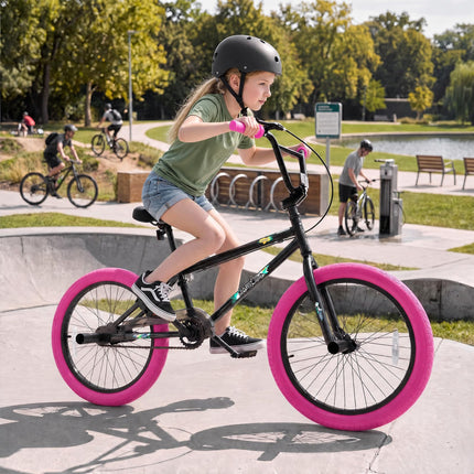 BABY JOY 20" Freestyle BMX Bicycle for Kids Teens & Adults w/ 360° Steering & 4 Pegs
