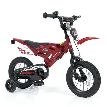 BABY JOY 12 Inches Motocross Style Kids Bike for Boy Girl 3-4 Years Old w/ Training Wheels